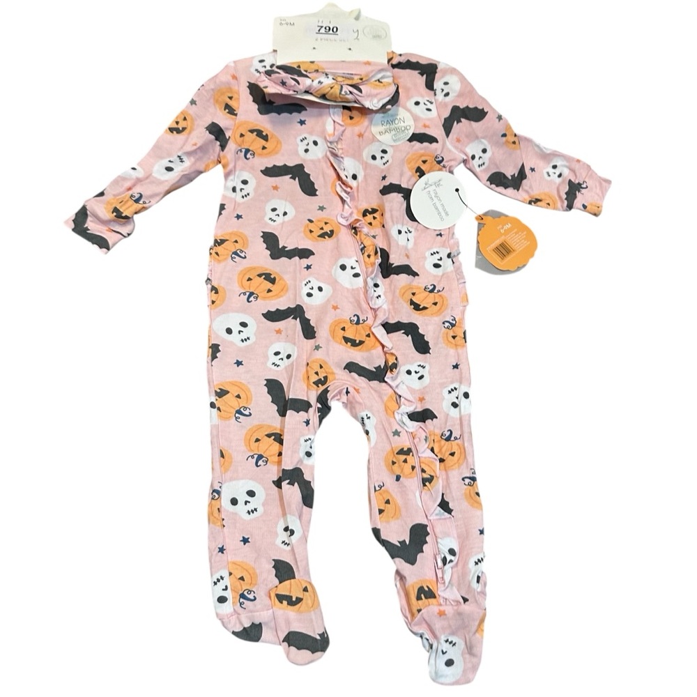 Baby Halloween Footed Pajamas & Matching Bow
6‎ - 9 month rayon made from bamboo